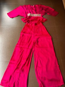 Stunning Red Peplum Blouse with Embellished Belt