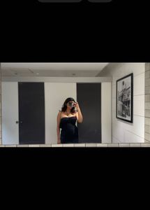 Black Strapless Lace-Up Mini Dress