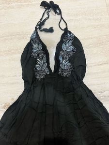 Boho Black Halter Dress