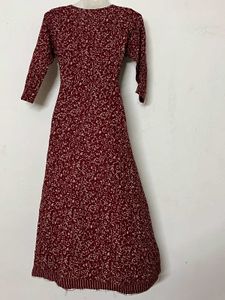 pure cotton long Maroon Printed Anarkali Kurta