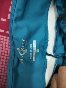 Blue Athletic Leggings with Leopard Print