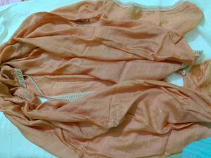 Elegant Peach Brown Dupptta with lace border 🤎
