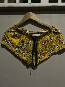 Vibrant Yellow Printed Shorts
