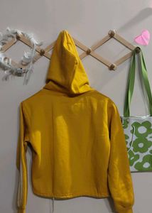 Mustard Hoodie with White Stripes