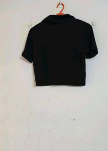 Black Zipper Crop Top