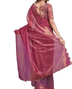 Elegant Maroon Saree with blouse Cloth