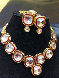 Kundan Heavy Stone Necklace With Mangtika