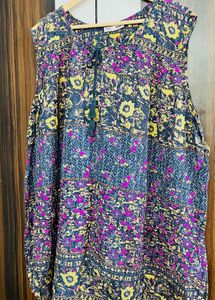 Boho Floral Print Sleeveless Tunic