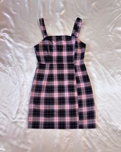 H&M Pink & Black Plaid Mini Dress