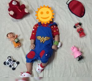 Super Girl Blue Pant Dungaree-3-6 months
