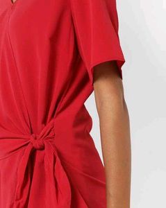 Stylish Red V-Neck Tie-Front Blouse | Versatile