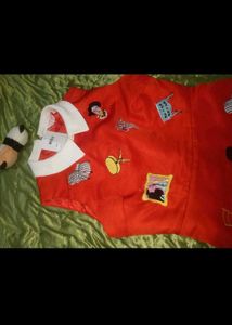 red korean Embroidered dress skater
