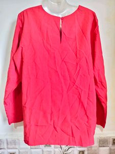 Classic Red Linen Long Sleeve Top