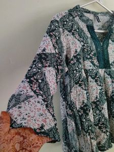 Patchwork Floral Peasant top