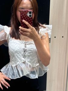 White Broderie Anglaise Peplum Top