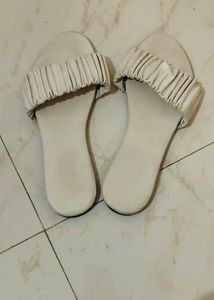 Chic Ruched White Slides