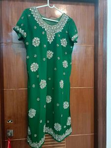 green dupatta set party wear