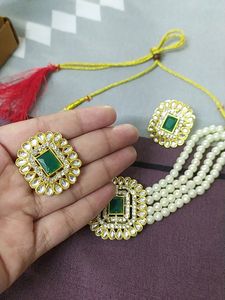 Moti Pearl Green | Alloy Jewel Set
