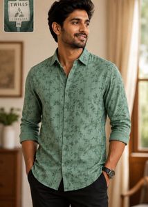 Stylish Men's Printed Green Shirt