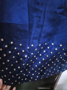 Elegant Blue Kurta with Gold Embellishments