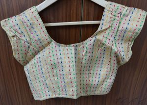 Fitted Cream Blouse for Plain Saree