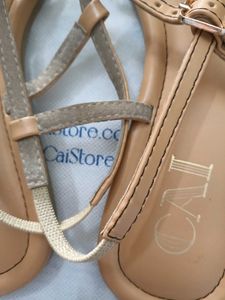 Tan Strappy Flat Sandals
