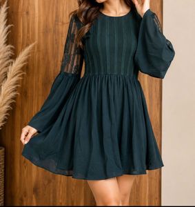Elegant Lace Sleeve A-line Dress