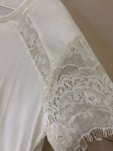 White Lace Sleeve T-Shirt
