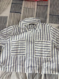 Striped Button-Up Crop Top