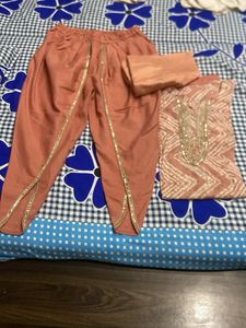Designer Peach Kurta Set with Dhoti Pants