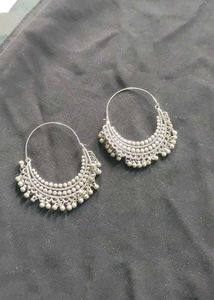 Elegant Oxidized Silver Jhumka Earrings