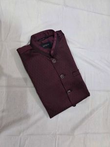 Men's Maroon Ethnic Waistcoat Set