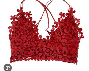 Red Floral Lace Bralette