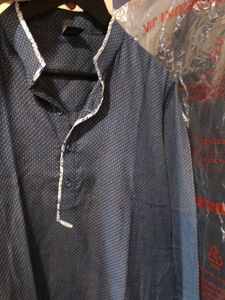 Men's Blue Printed Kurta