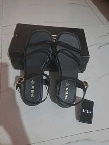 Shein buckle fastening Black Platform Wedge