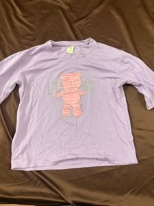 Cute Purple Bear Long Sleeve T-Shirt