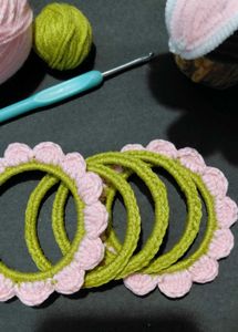 Handmade Crochet Flower Bangles