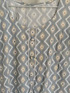 Grey Geometric Print Kurta