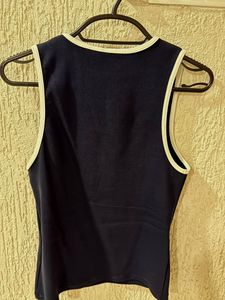 Navy Blue Tank Top with White Trim