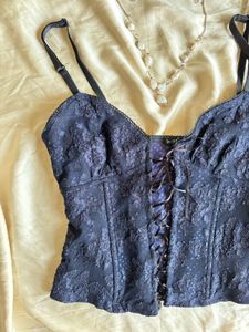 Blue Lace Corset Top