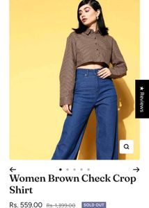 Brown Check Crop Shirt