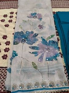 elegant teal blue organza suit