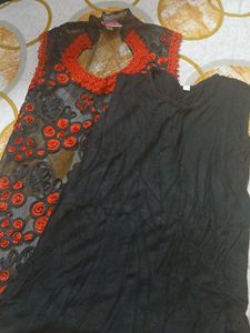 Designer Black &amp; Red Kurta Set