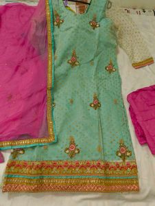 Embellished Teal pakistani suit