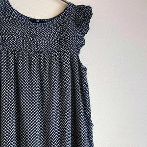 H&amp;M Navy Cap-Sleeve Ruffle Dress.