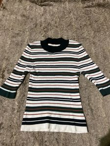 Striped Mock Neck Sweater