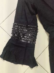 Elegant Black Kurta with Pink dhoti salwar.