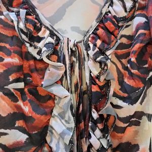 Animal Print Sheer Top