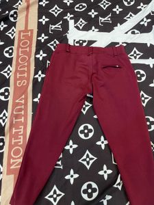 Maroon Slim Fit Casual Pants