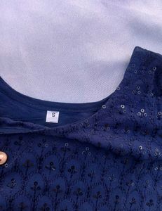 Elegant Navy Blue Embellished Kurta